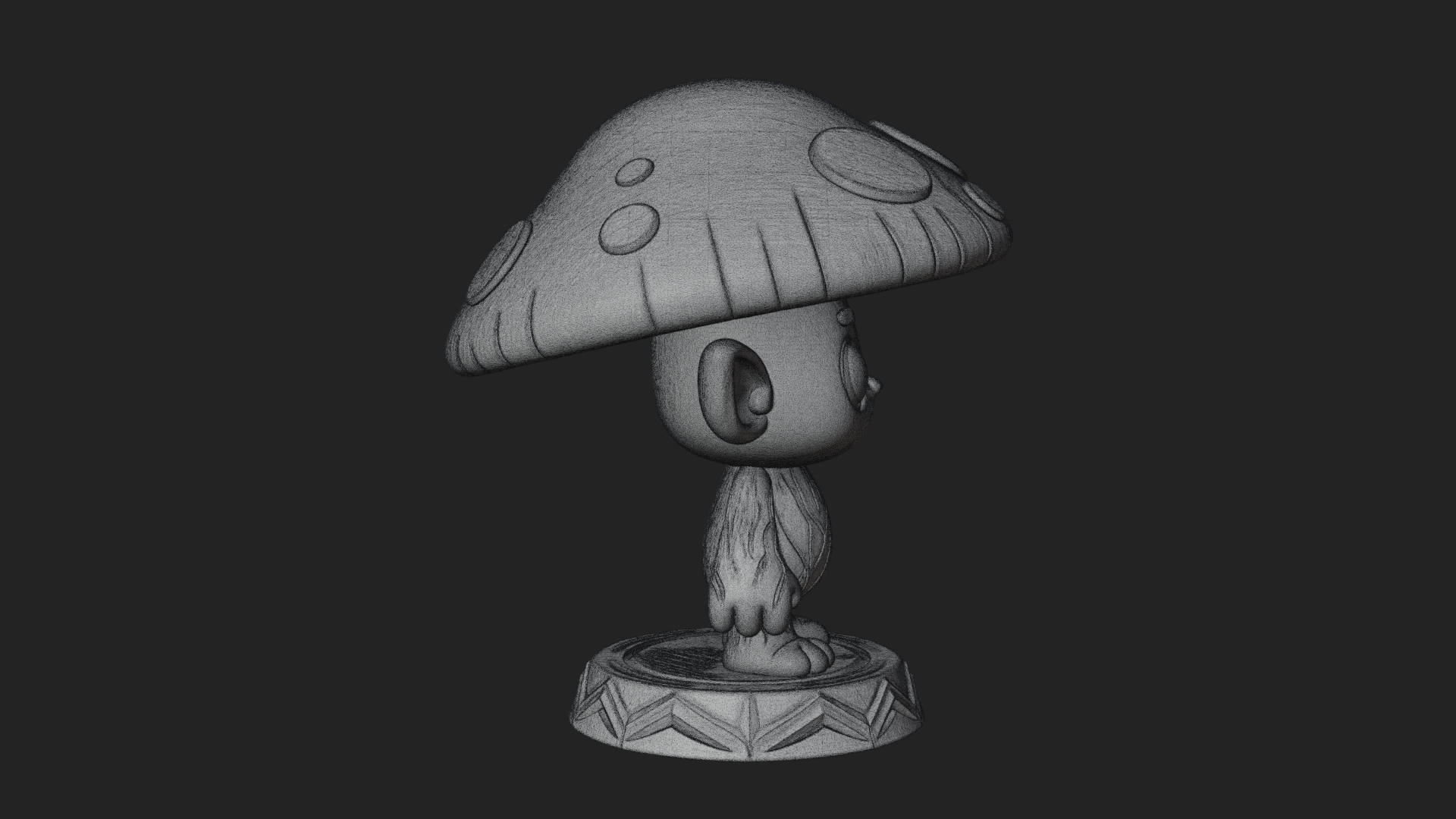 Cute Mushroom Cap Sprite Statue Design 1 3D Print Model 3D Model