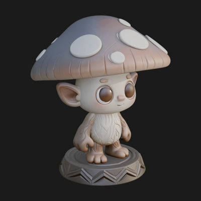 Cute Mushroom Cap Sprite Statue Design 1 3D Print Model