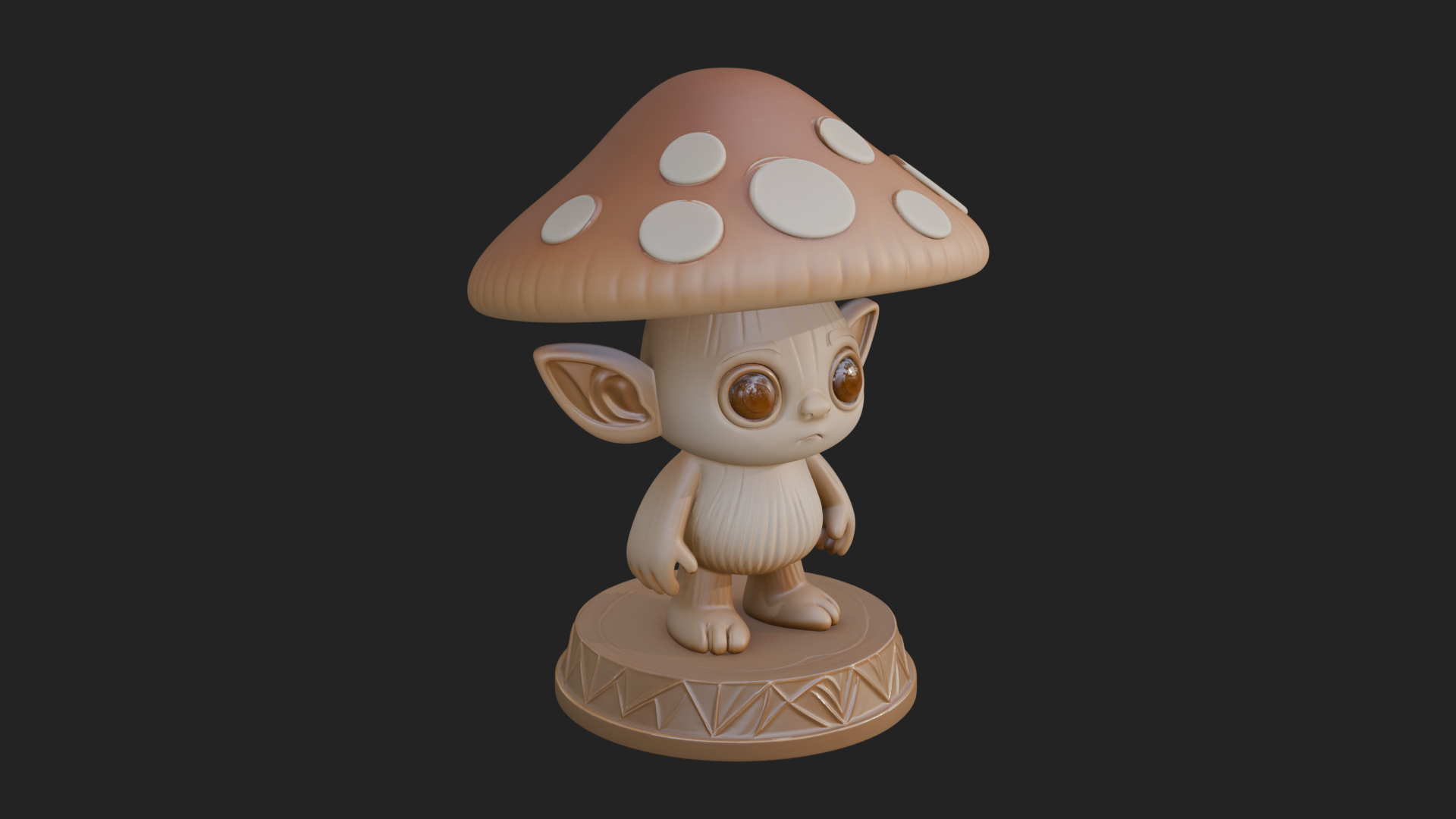 Cute Mushroom Cap Sprite Statue Design 2 3D Print Model 3D Model