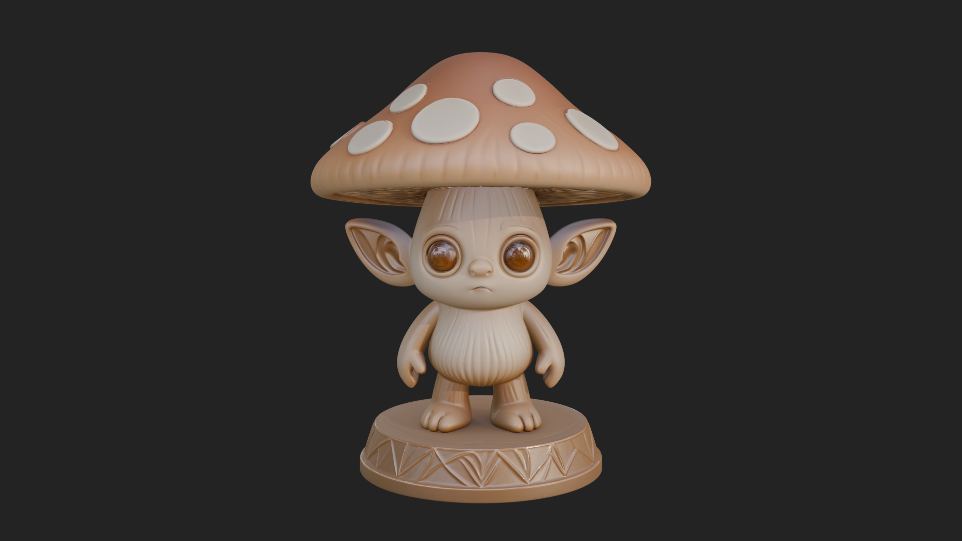 Cute Mushroom Cap Sprite Statue Design 2 3D Print Model 3D Model