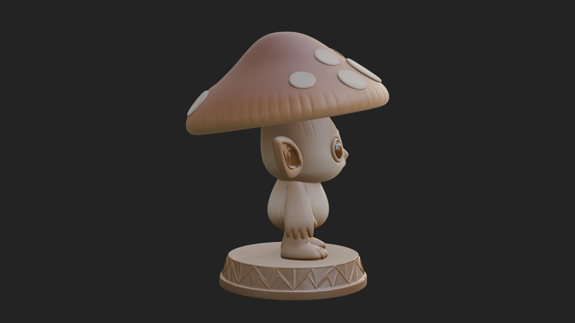 Cute Mushroom Cap Sprite Statue Design 2 3D Print Model 3D Model