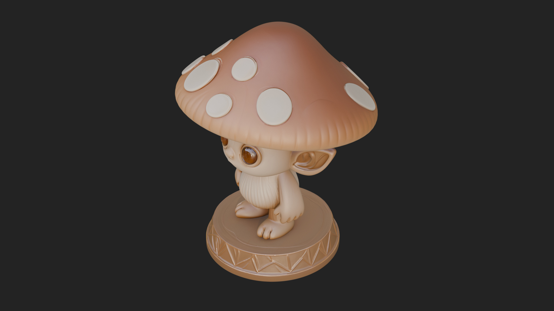 Cute Mushroom Cap Sprite Statue Design 2 3D Print Model 3D Model