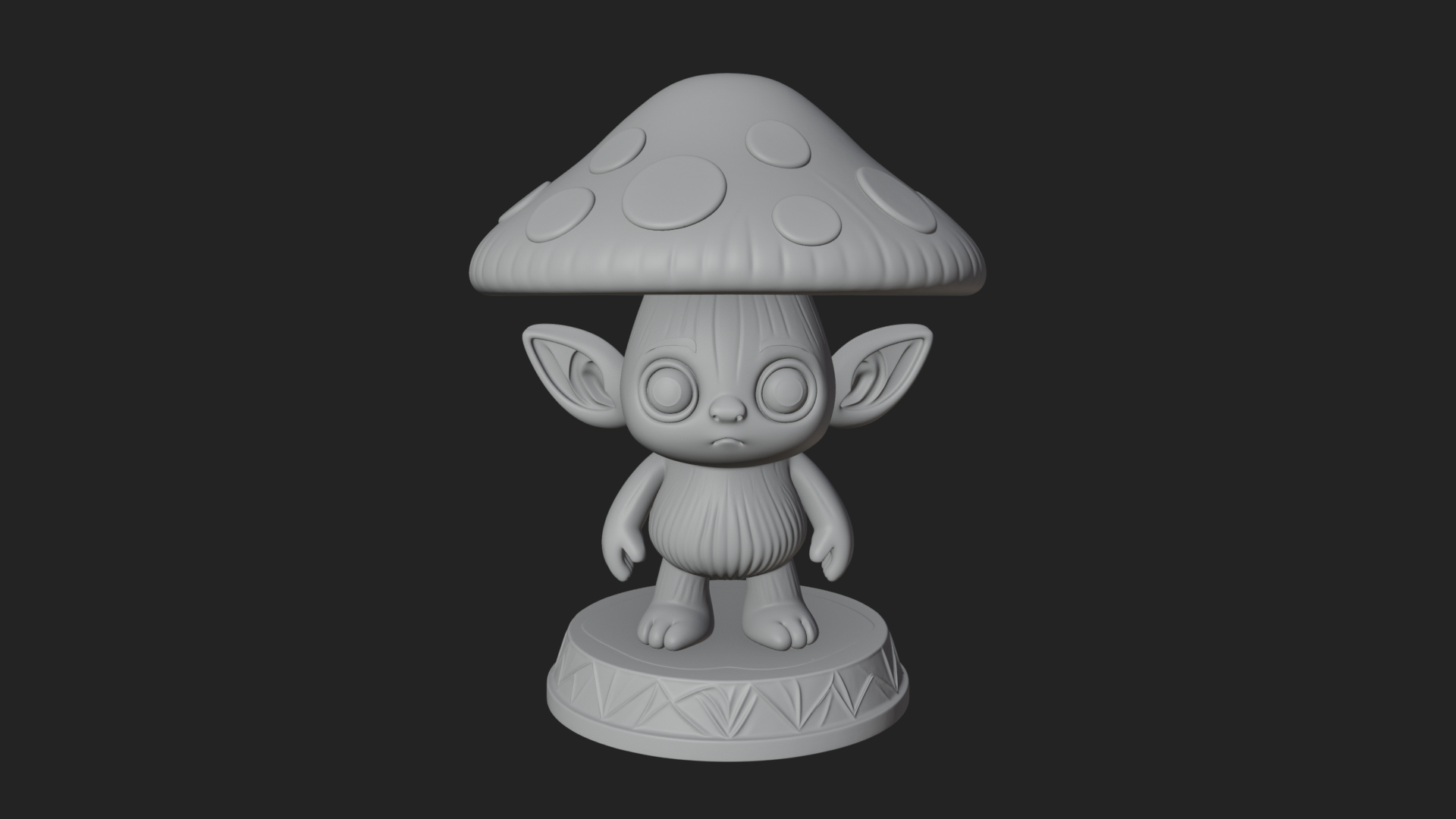 Cute Mushroom Cap Sprite Statue Design 2 3D Print Model 3D Model