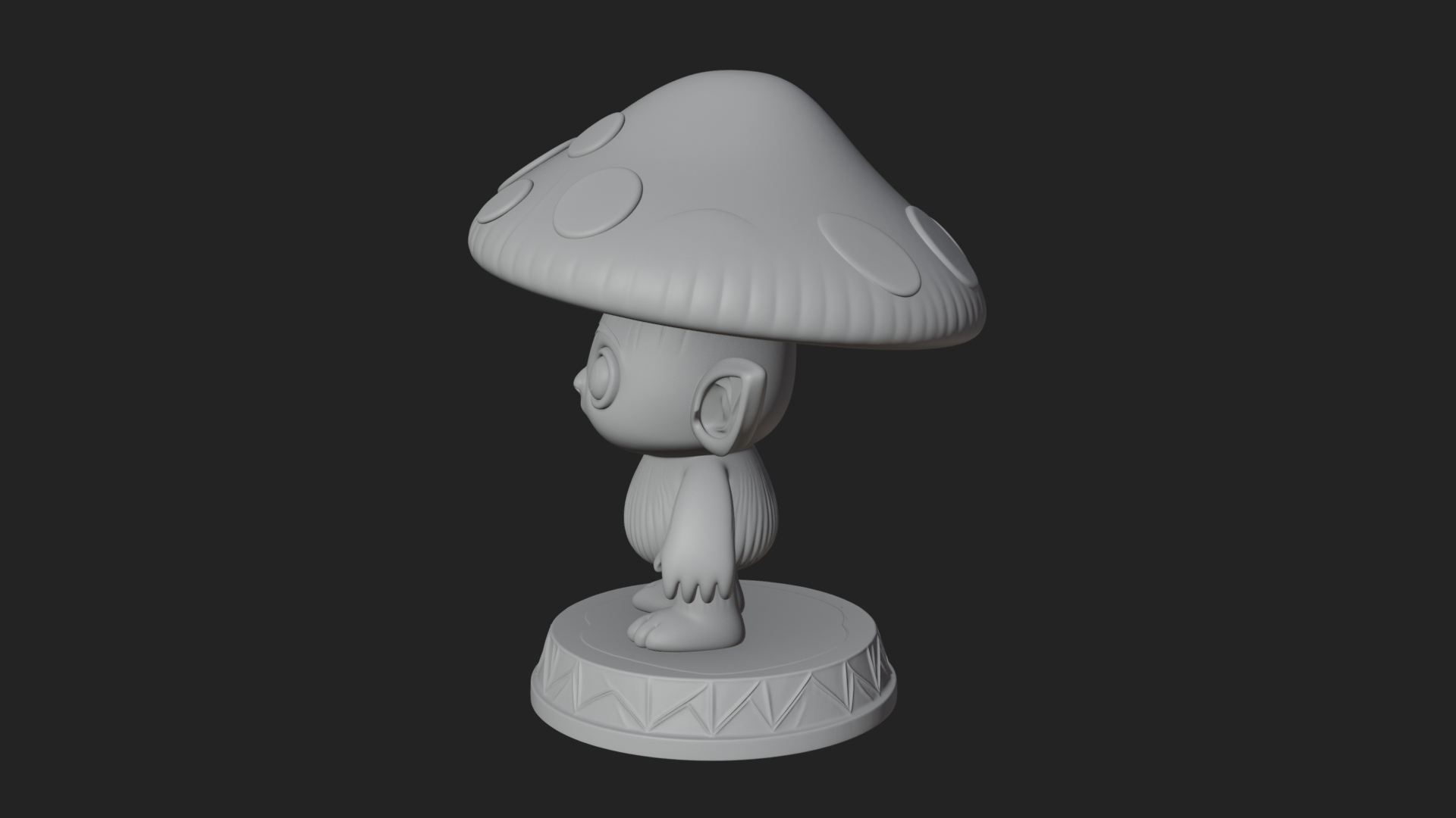 Cute Mushroom Cap Sprite Statue Design 2 3D Print Model 3D Model