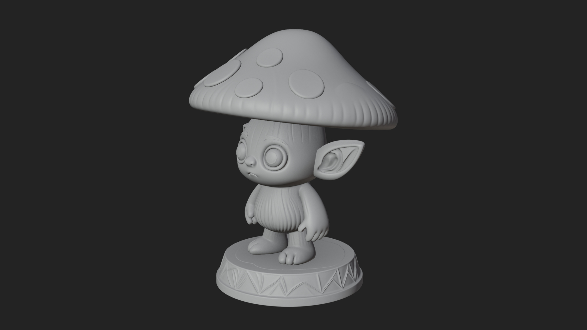 Cute Mushroom Cap Sprite Statue Design 2 3D Print Model 3D Model