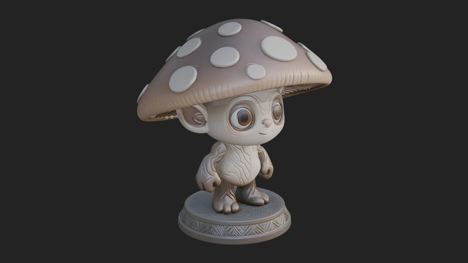 Cute Mushroom Cap Sprite Statue Design 3 3D Print Model 3D Model