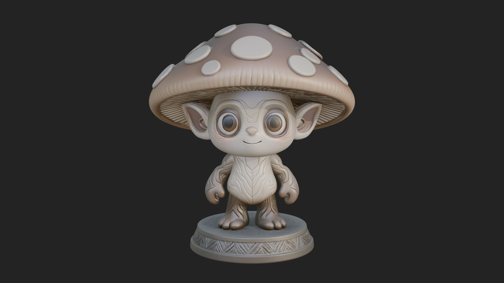 Cute Mushroom Cap Sprite Statue Design 3 3D Print Model 3D Model