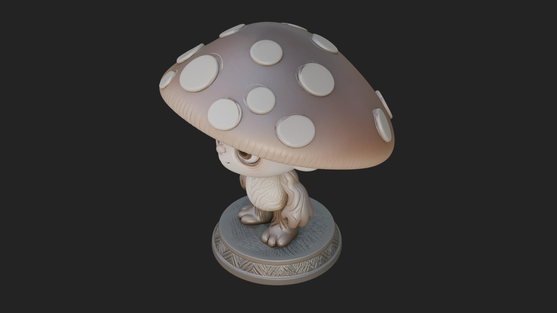 Cute Mushroom Cap Sprite Statue Design 3 3D Print Model 3D Model
