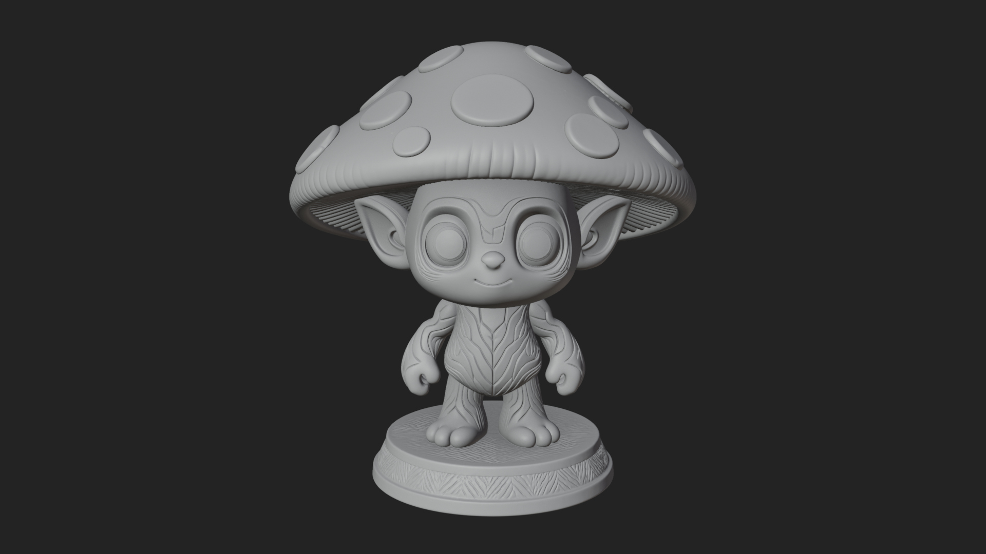 Cute Mushroom Cap Sprite Statue Design 3 3D Print Model 3D Model