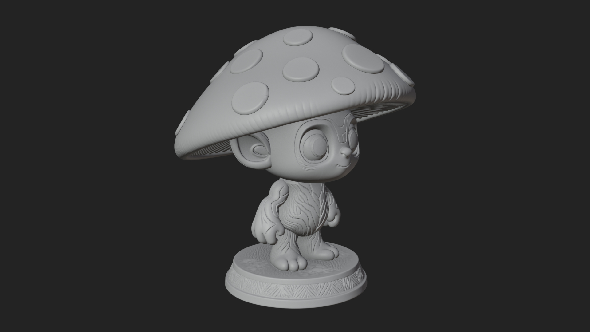 Cute Mushroom Cap Sprite Statue Design 3 3D Print Model 3D Model