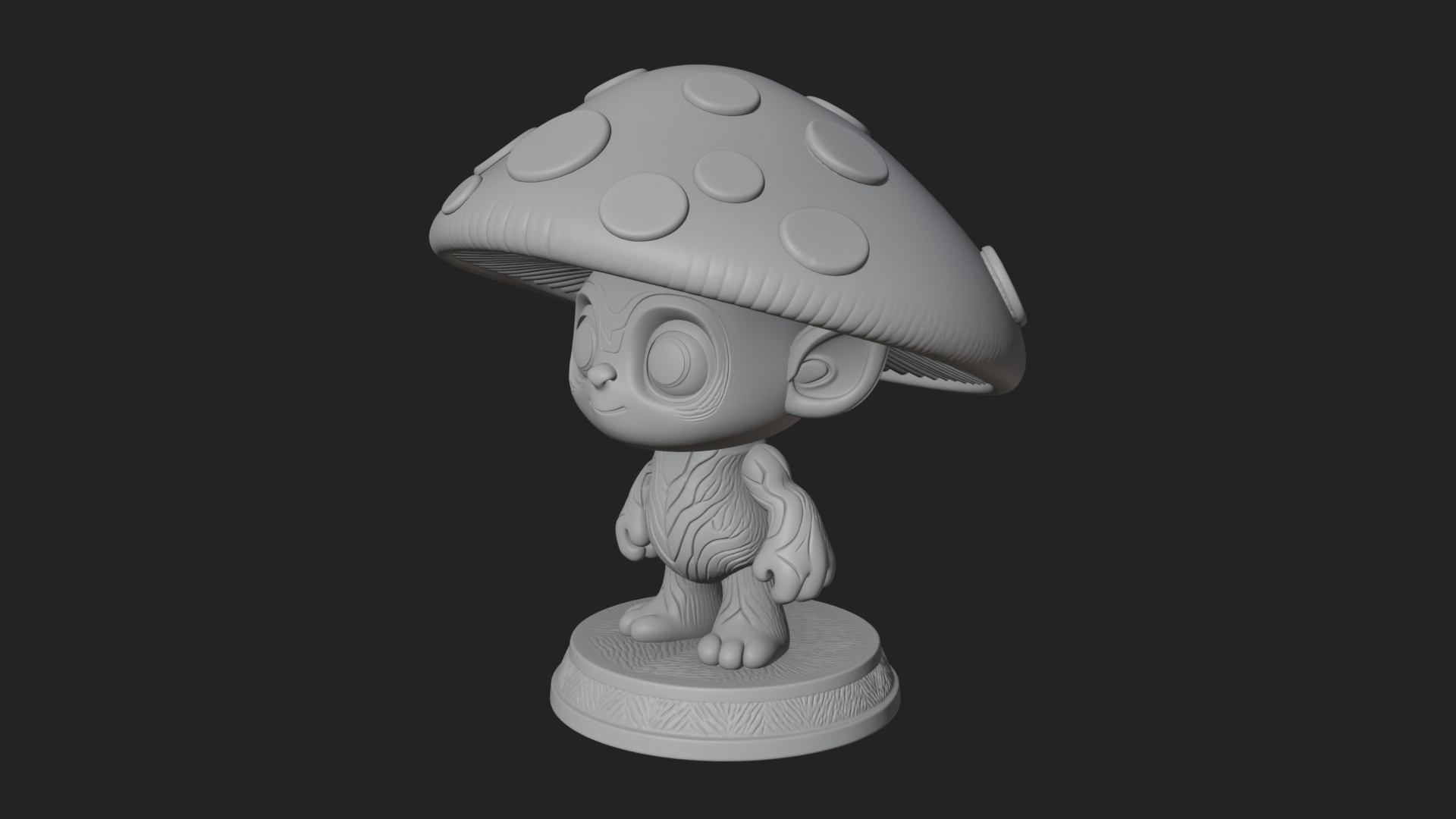 Cute Mushroom Cap Sprite Statue Design 3 3D Print Model 3D Model