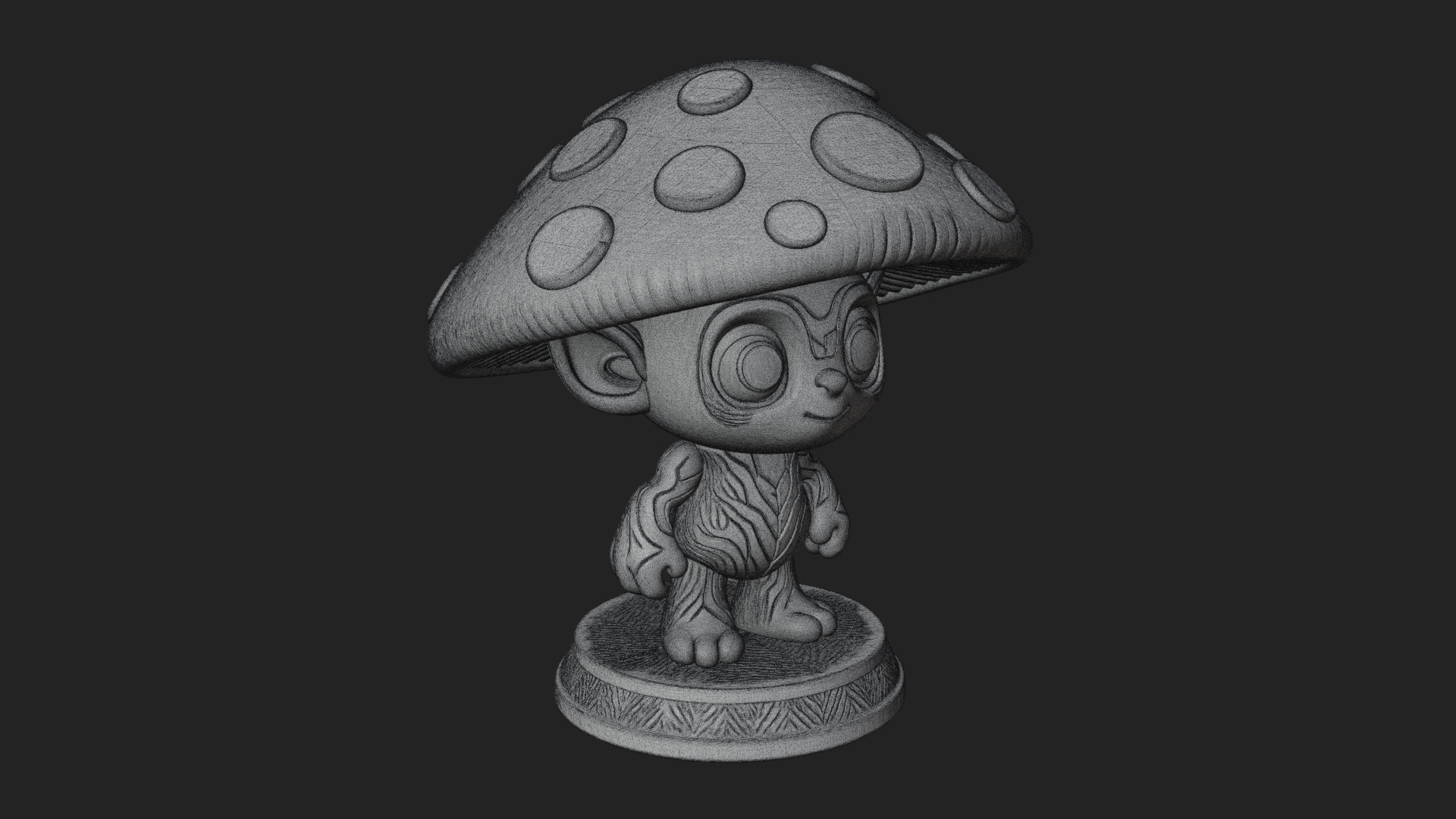 Cute Mushroom Cap Sprite Statue Design 3 3D Print Model 3D Model