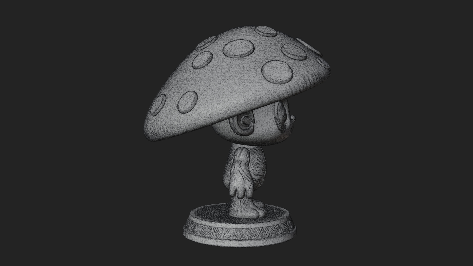 Cute Mushroom Cap Sprite Statue Design 3 3D Print Model 3D Model