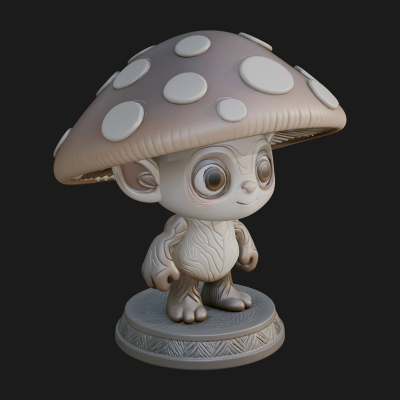 Cute Mushroom Cap Sprite Statue Design 3 3D Print Model