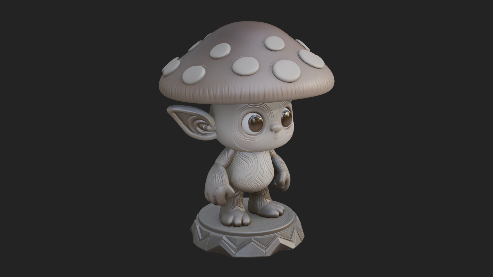 Cute Mushroom Cap Sprite Statue Design 4 3D Print Model 3D Model