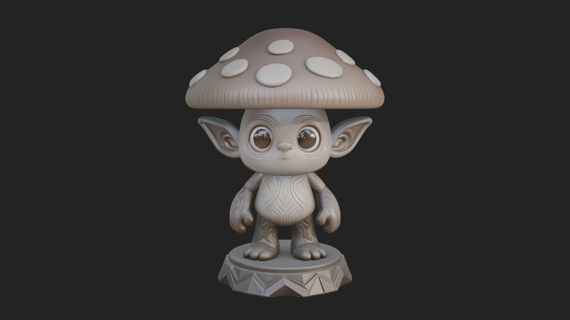 Cute Mushroom Cap Sprite Statue Design 4 3D Print Model 3D Model