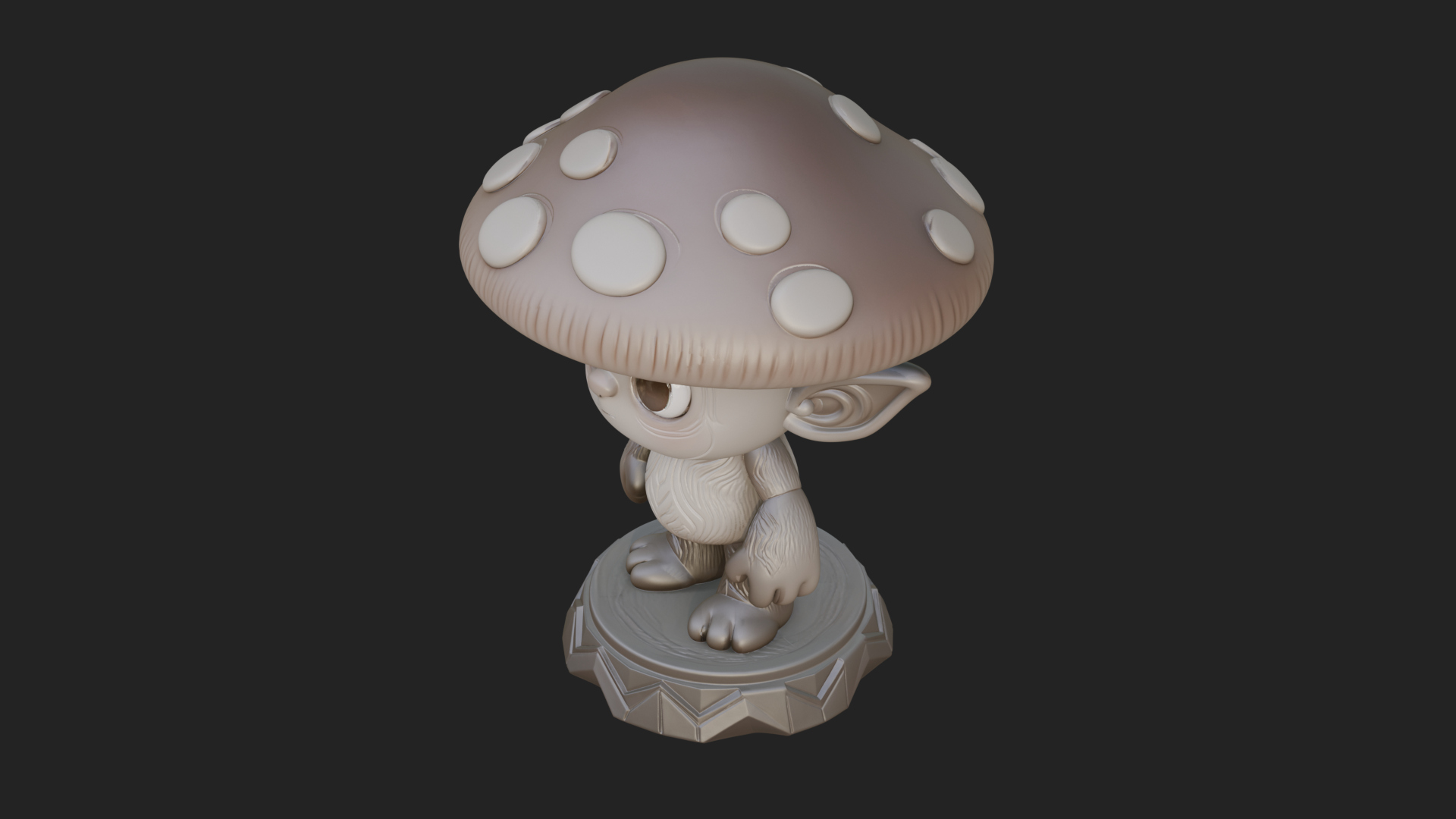 Cute Mushroom Cap Sprite Statue Design 4 3D Print Model 3D Model