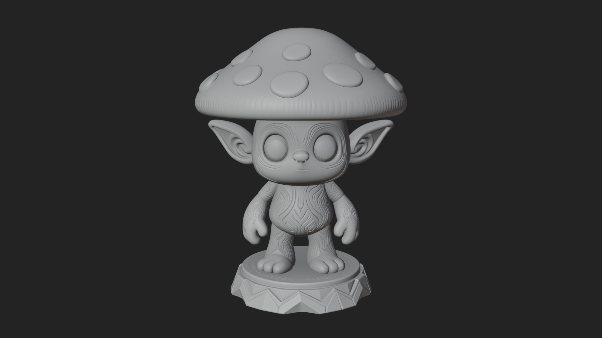 Cute Mushroom Cap Sprite Statue Design 4 3D Print Model 3D Model