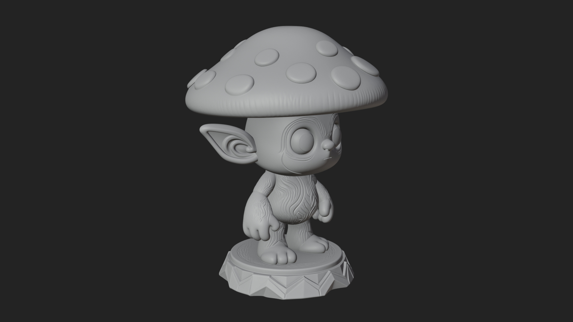 Cute Mushroom Cap Sprite Statue Design 4 3D Print Model 3D Model
