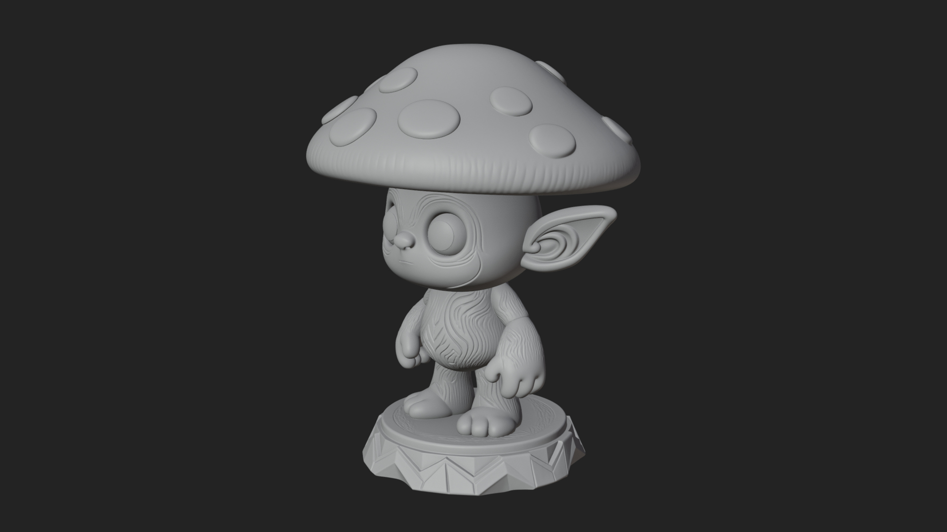 Cute Mushroom Cap Sprite Statue Design 4 3D Print Model 3D Model