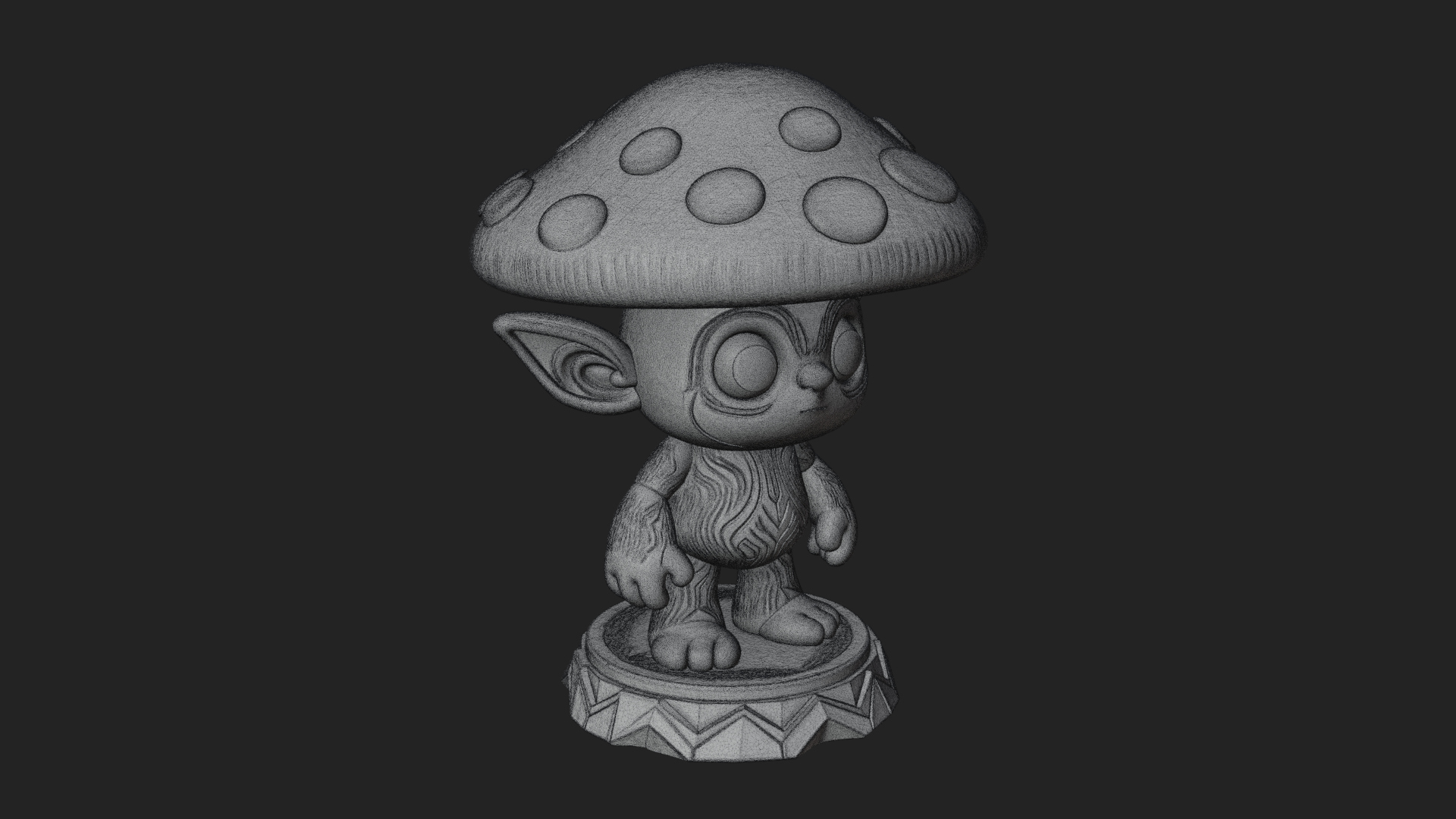 Cute Mushroom Cap Sprite Statue Design 4 3D Print Model 3D Model
