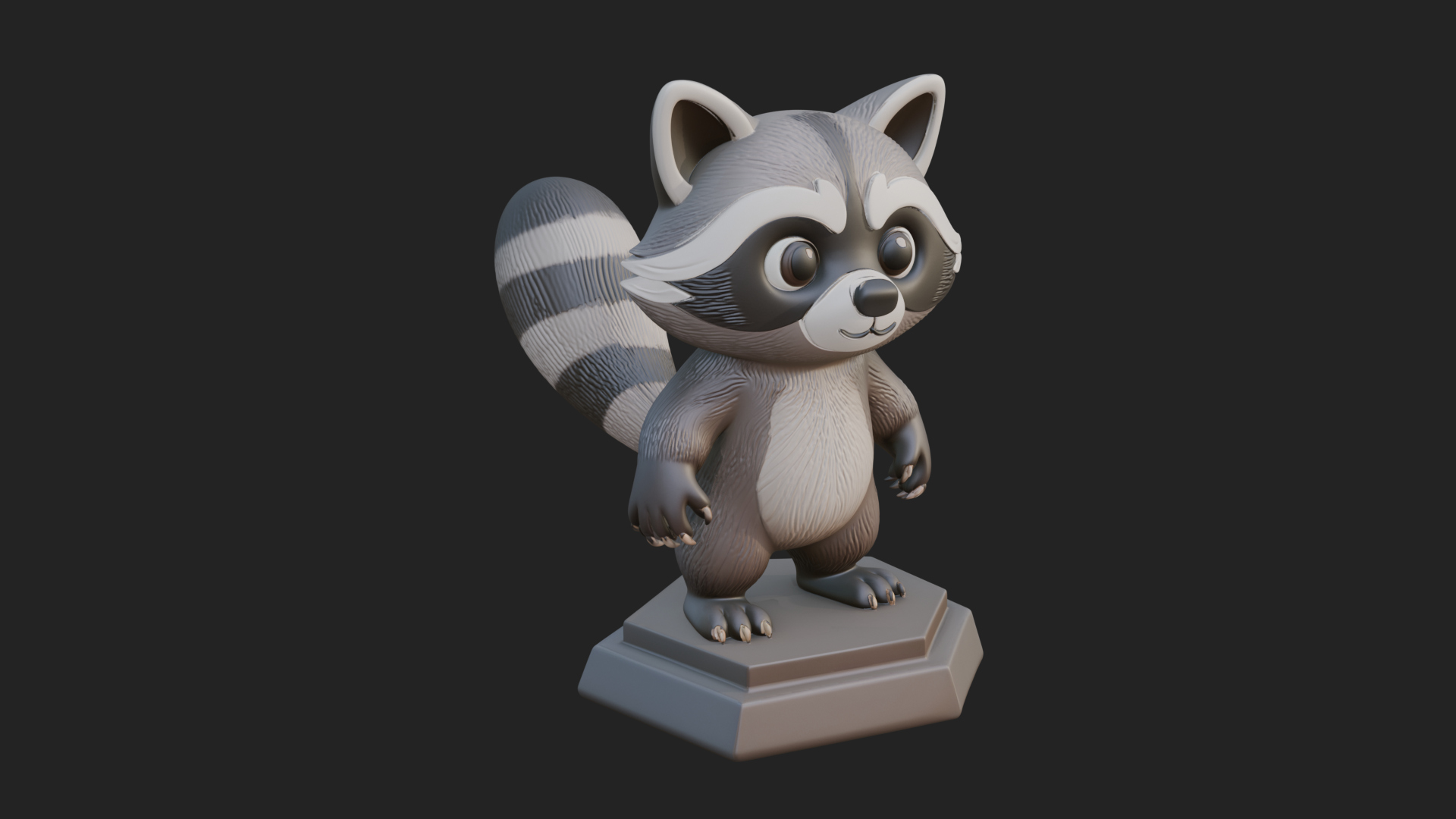 Cute Raccoon Statue Design 1 3D Print Model 3D Model