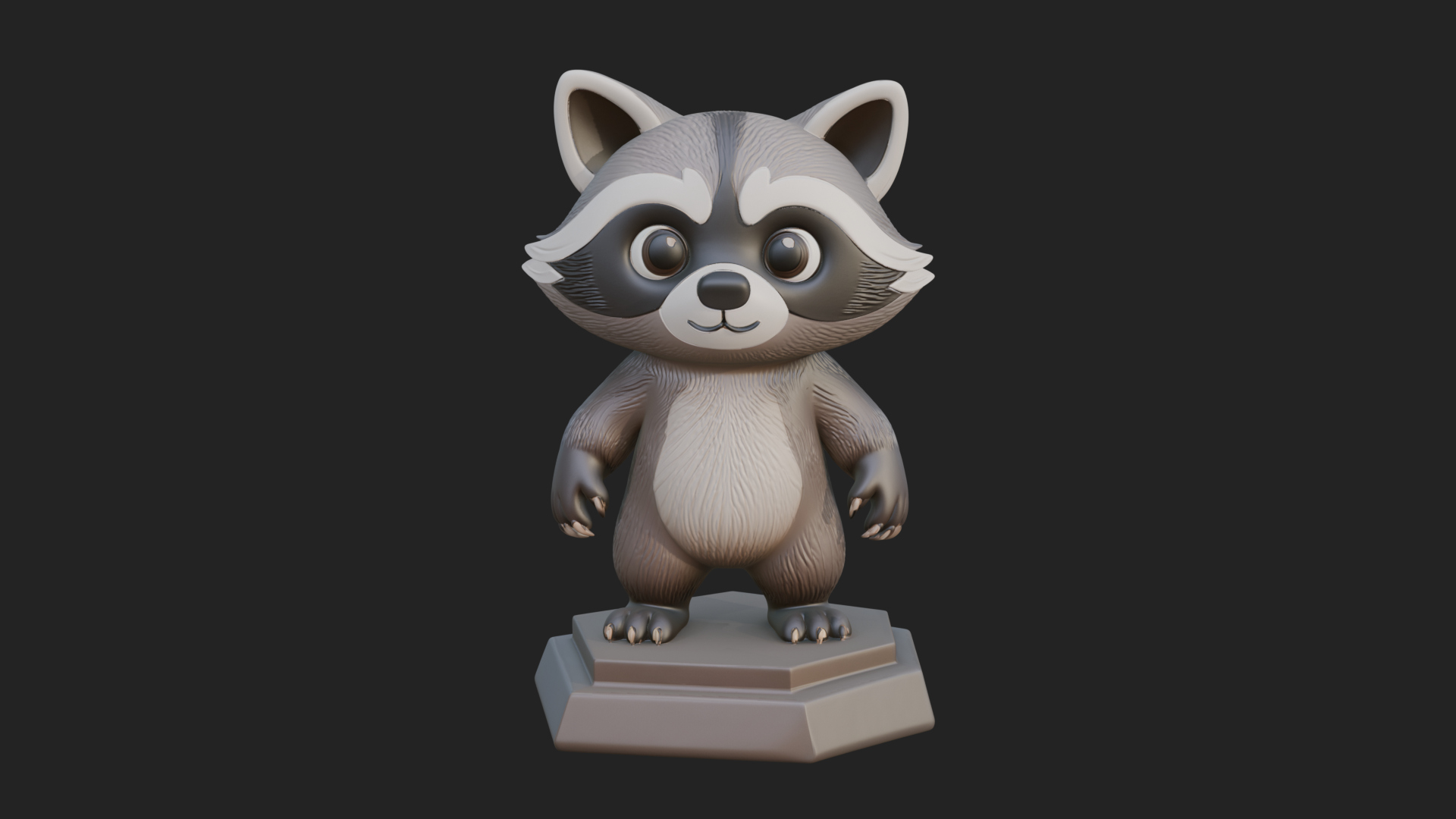 Cute Raccoon Statue Design 1 3D Print Model 3D Model