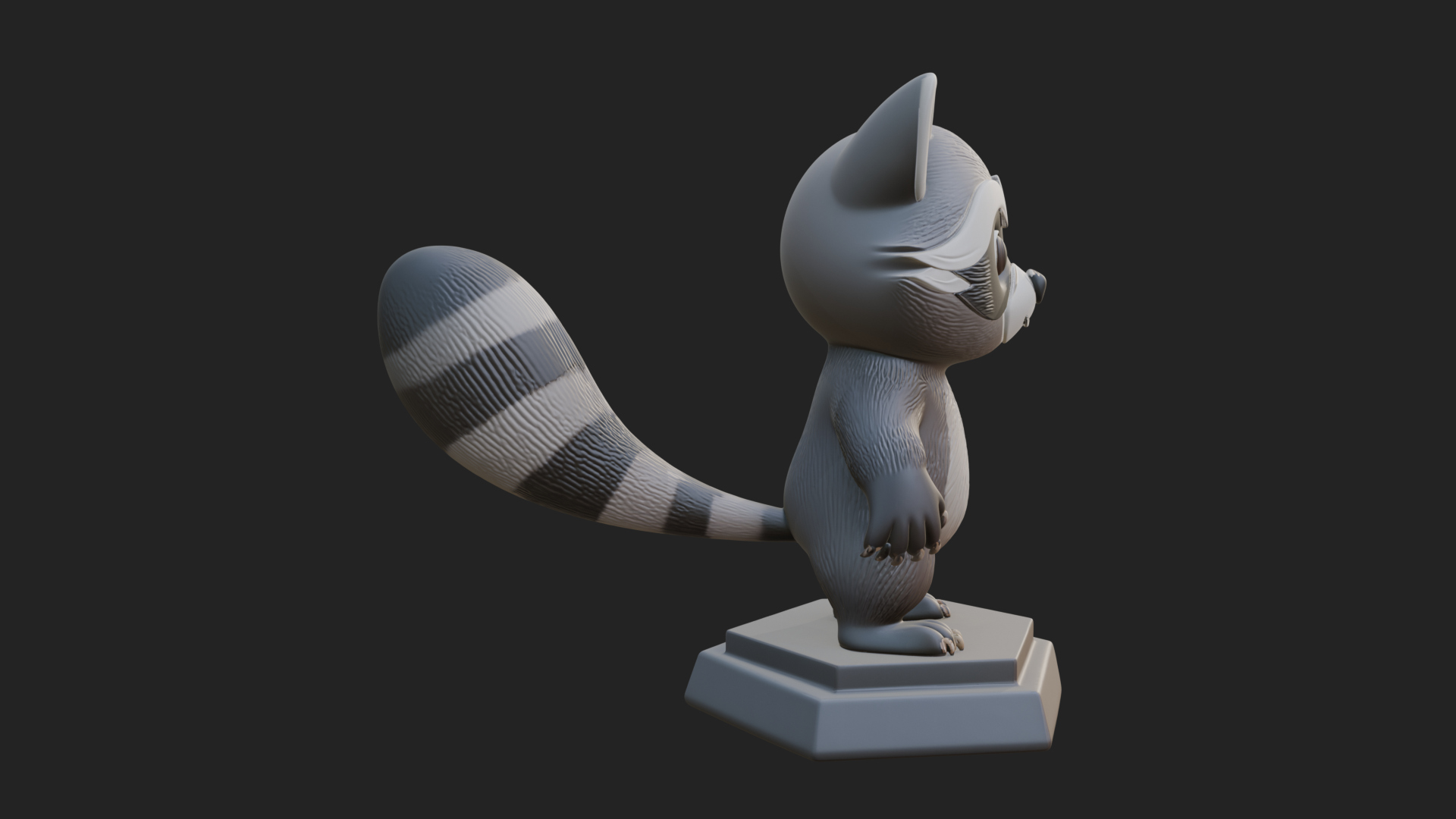 Cute Raccoon Statue Design 1 3D Print Model 3D Model