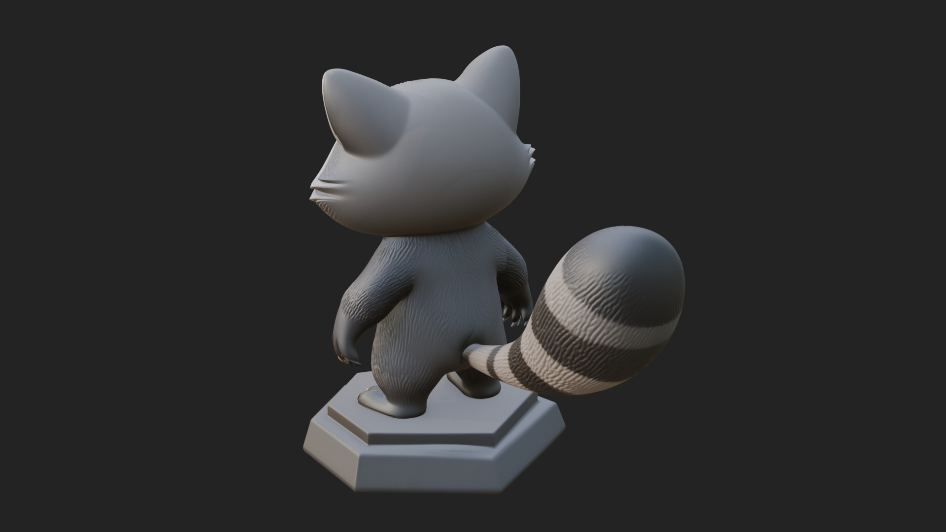 Cute Raccoon Statue Design 1 3D Print Model 3D Model