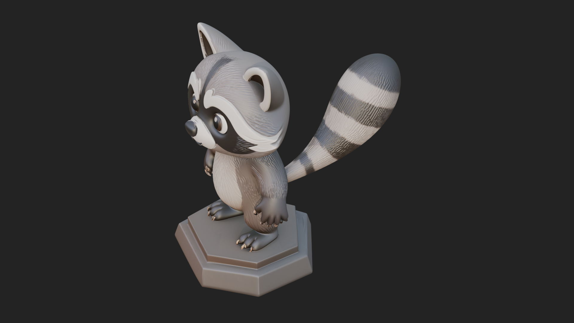 Cute Raccoon Statue Design 1 3D Print Model 3D Model