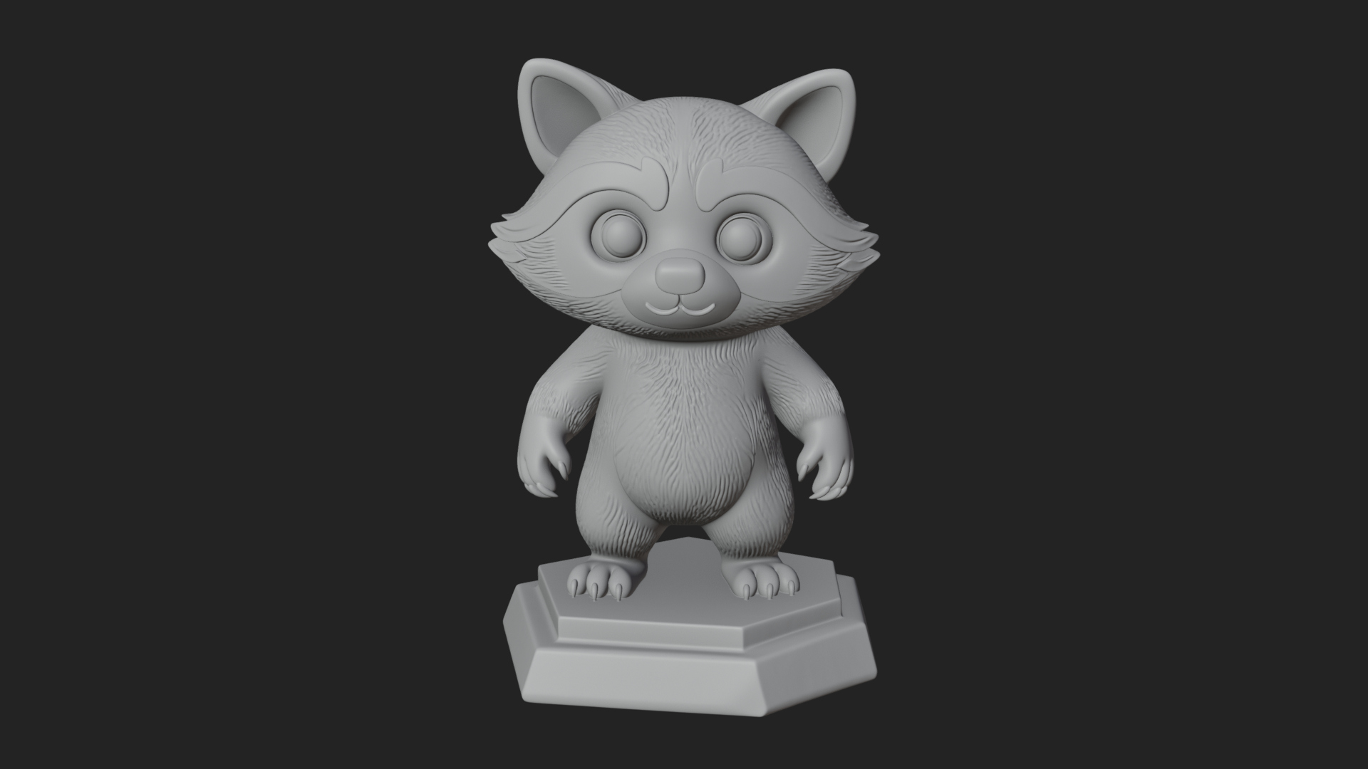 Cute Raccoon Statue Design 1 3D Print Model 3D Model