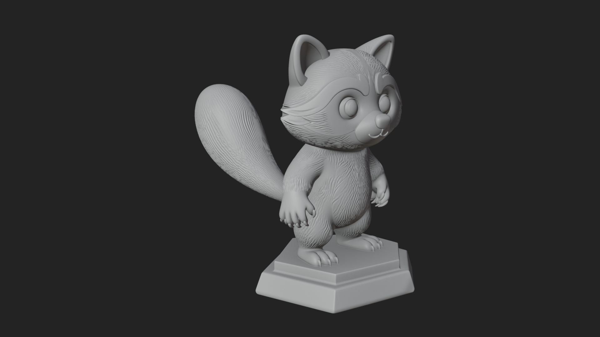 Cute Raccoon Statue Design 1 3D Print Model 3D Model