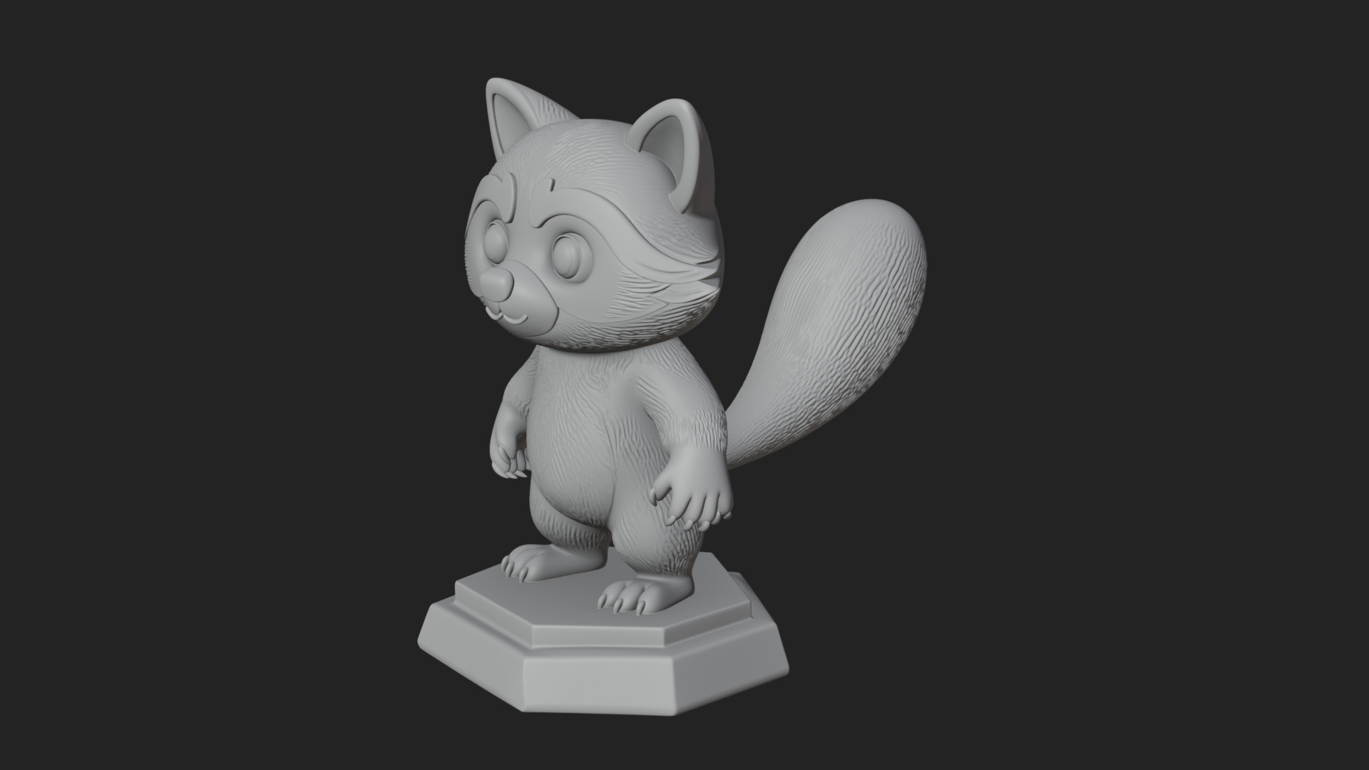 Cute Raccoon Statue Design 1 3D Print Model 3D Model