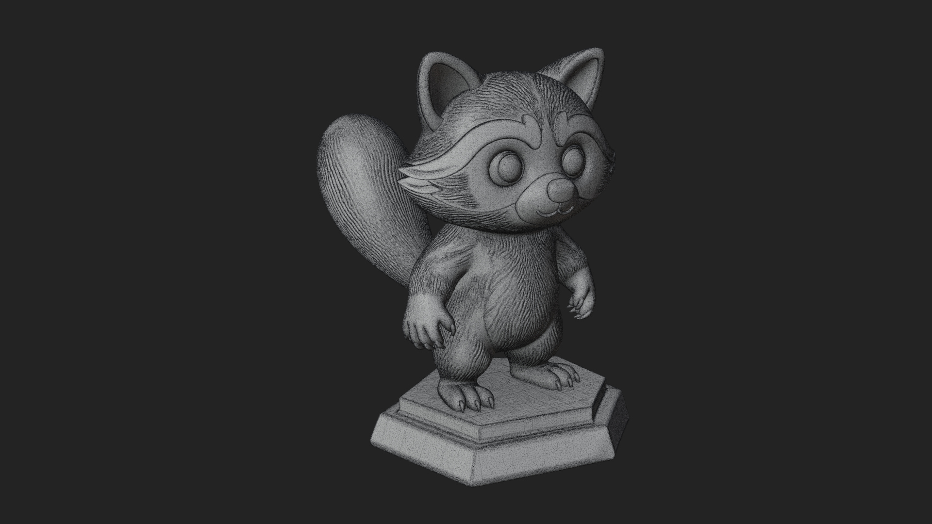 Cute Raccoon Statue Design 1 3D Print Model 3D Model