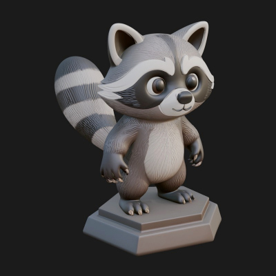 Cute Raccoon Statue Design 1 3D Print Model