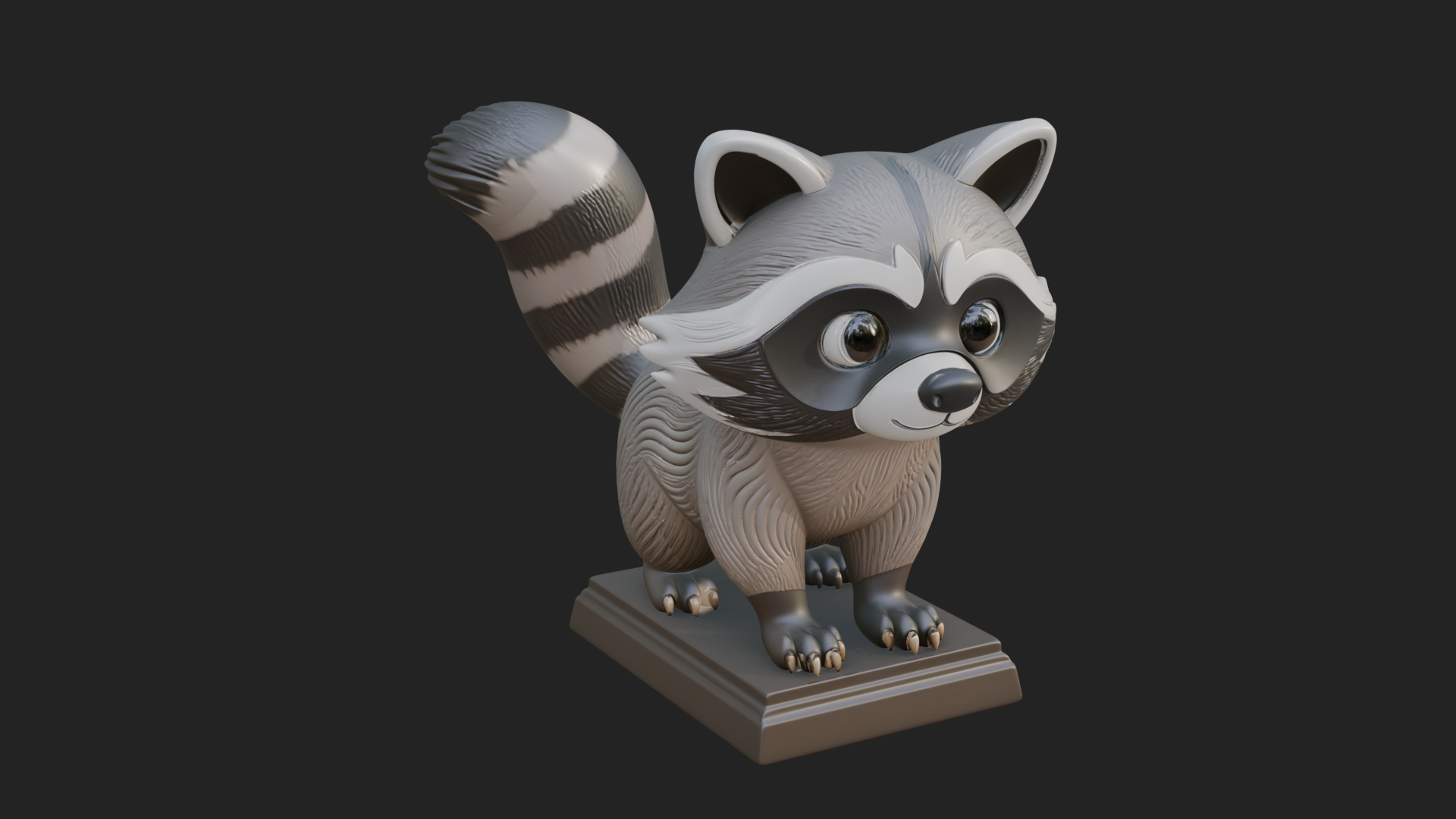 Cute Raccoon Statue Design 2 3D Print Model 3D Model