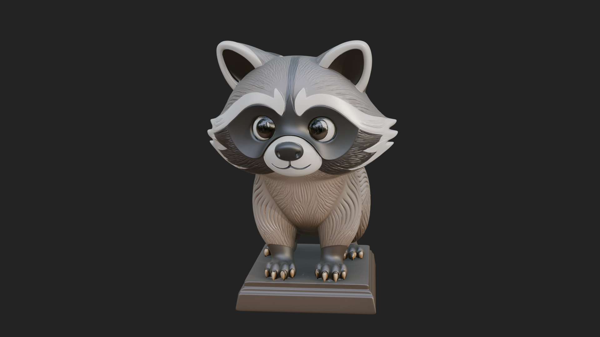 Cute Raccoon Statue Design 2 3D Print Model 3D Model