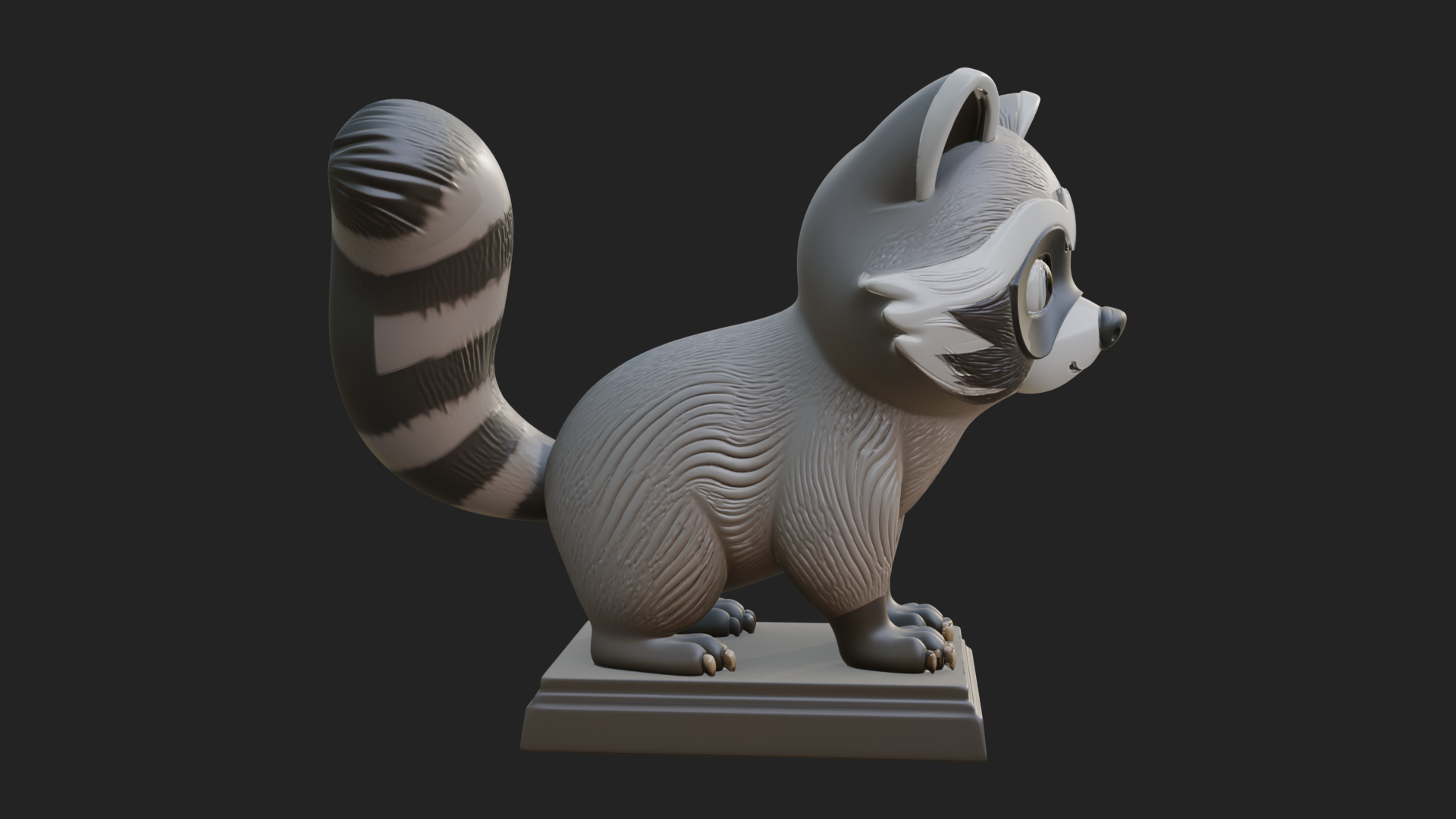 Cute Raccoon Statue Design 2 3D Print Model 3D Model