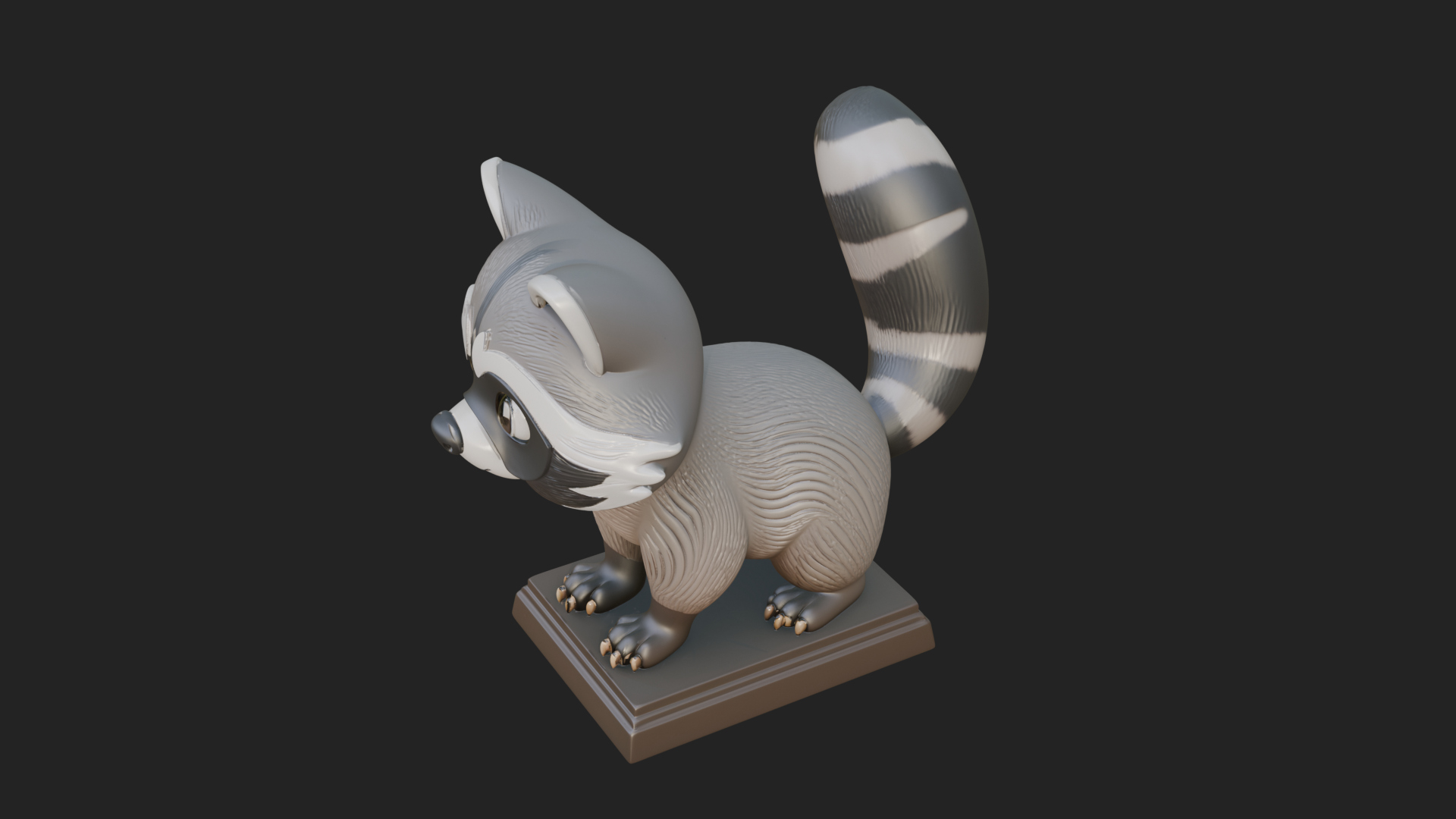 Cute Raccoon Statue Design 2 3D Print Model 3D Model