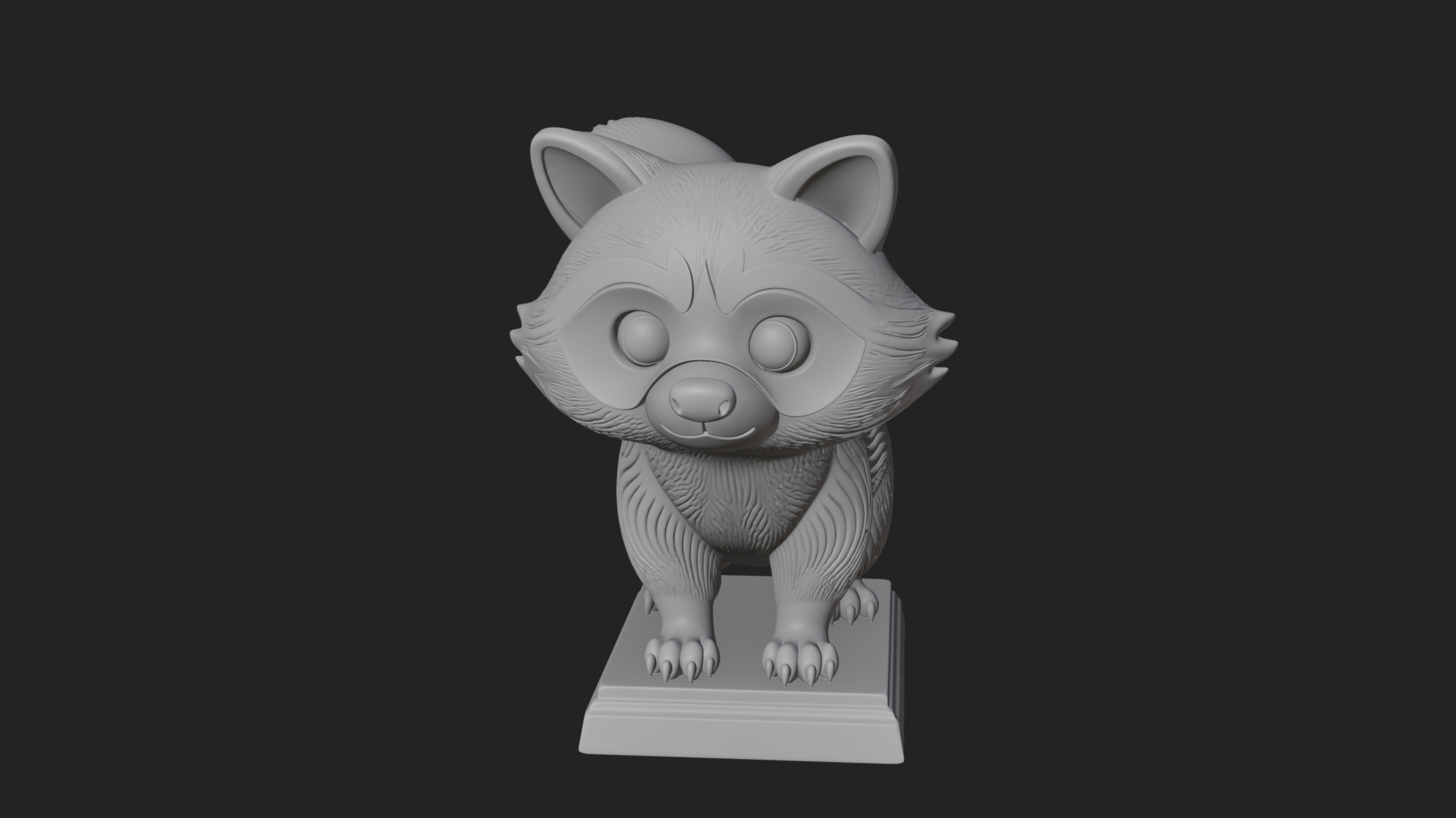 Cute Raccoon Statue Design 2 3D Print Model 3D Model