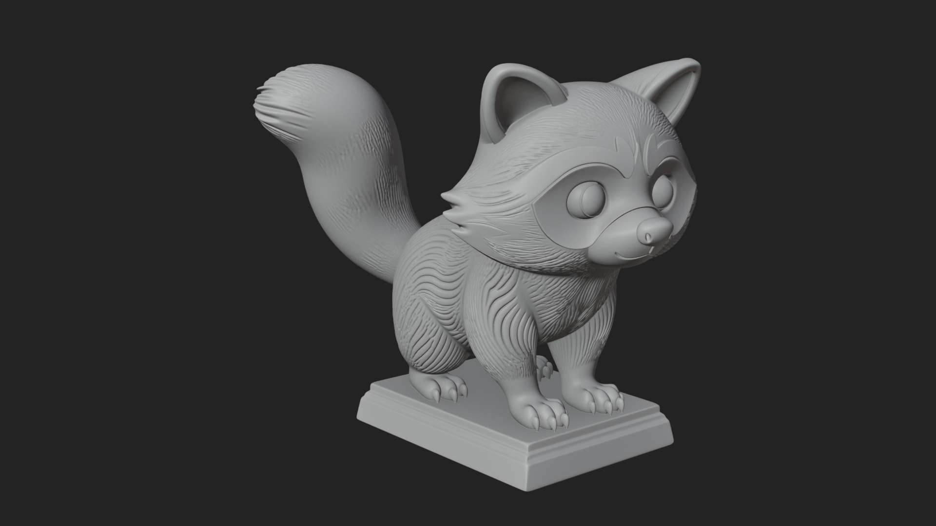 Cute Raccoon Statue Design 2 3D Print Model 3D Model