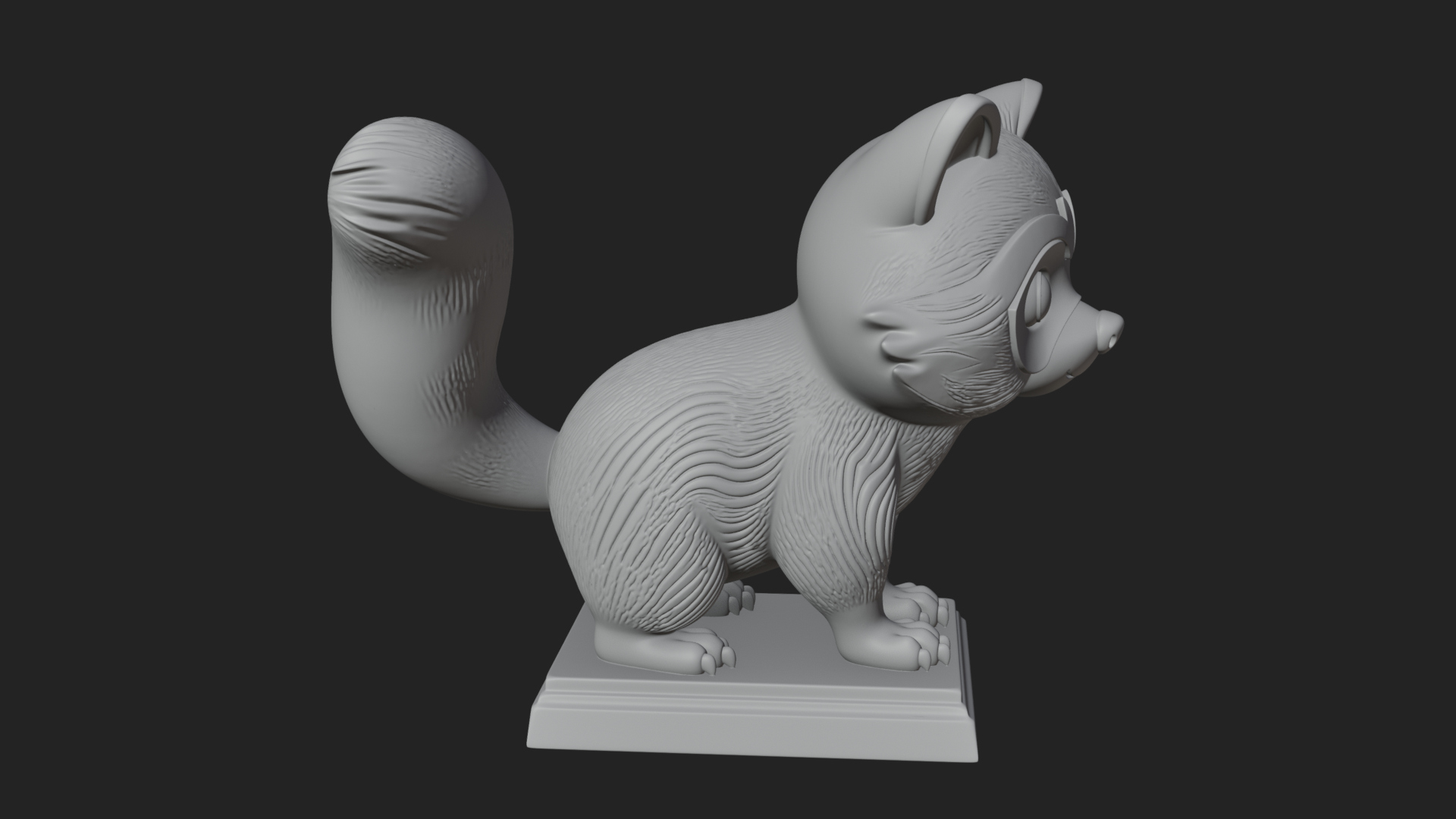 Cute Raccoon Statue Design 2 3D Print Model 3D Model