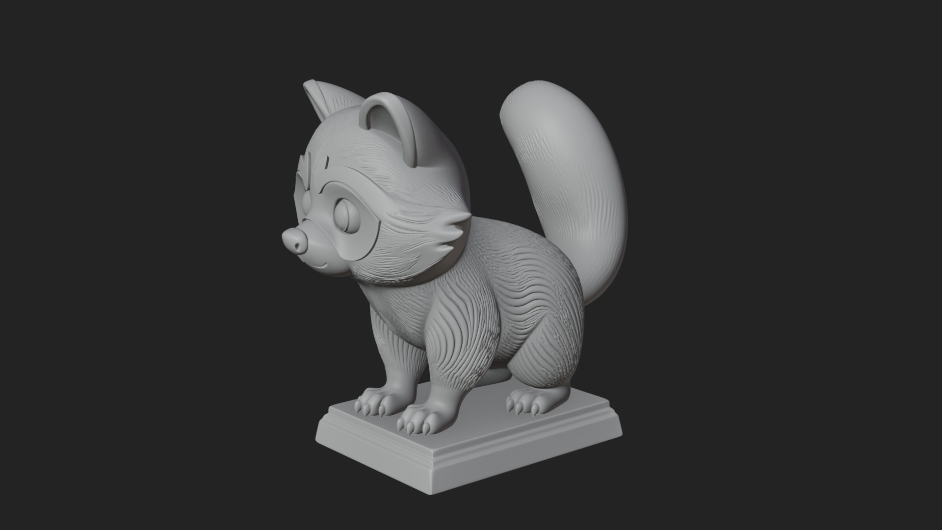Cute Raccoon Statue Design 2 3D Print Model 3D Model