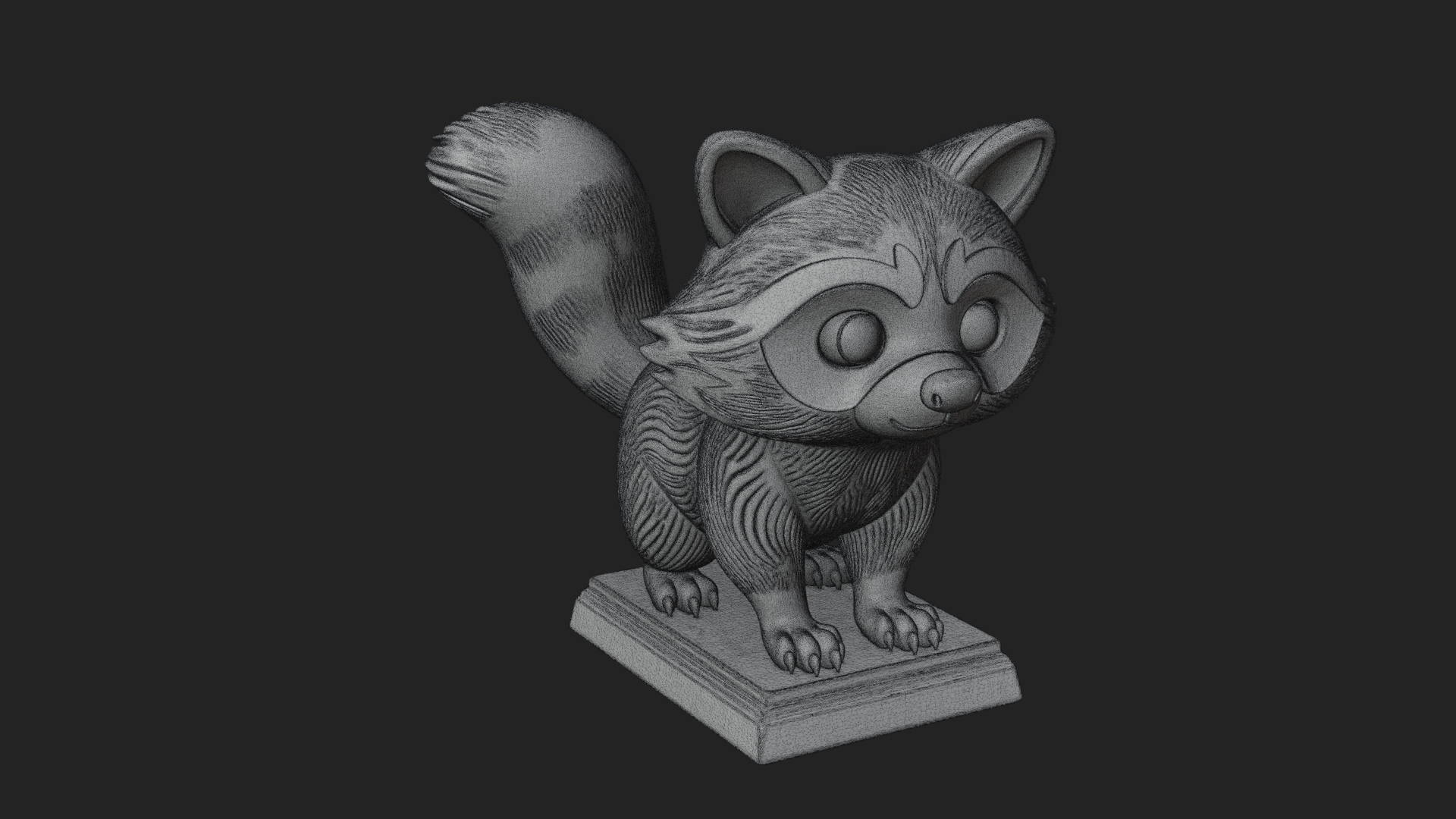 Cute Raccoon Statue Design 2 3D Print Model 3D Model