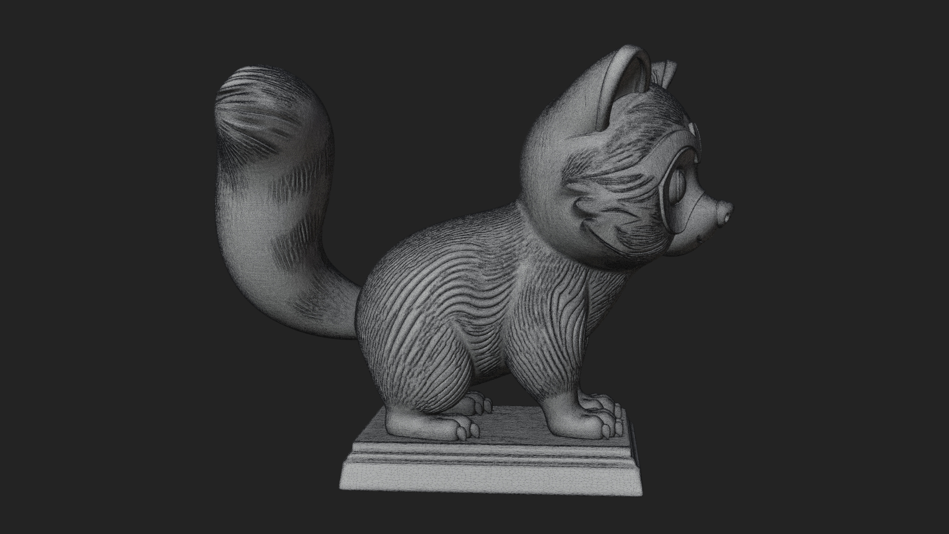 Cute Raccoon Statue Design 2 3D Print Model 3D Model