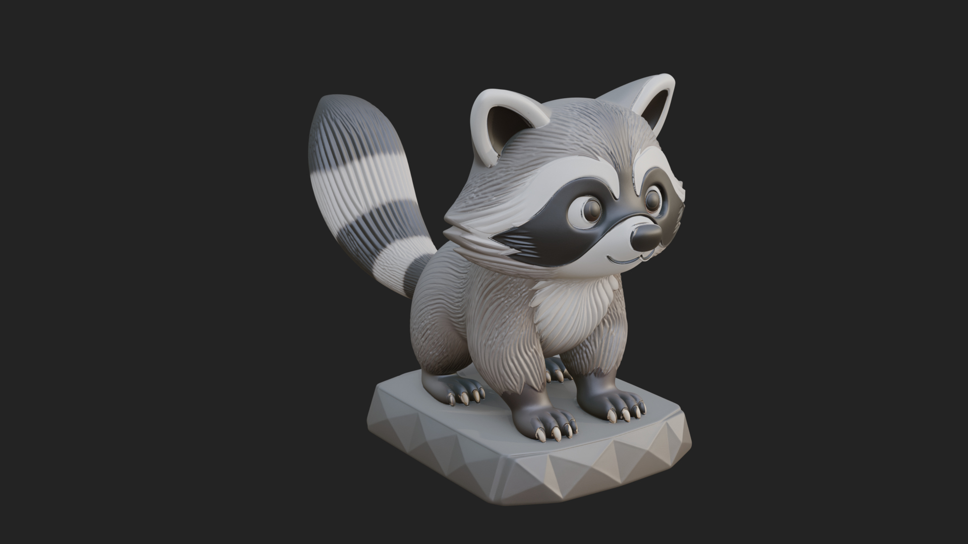 Cute Raccoon Statue Design 3 3D Print Model 3D Model