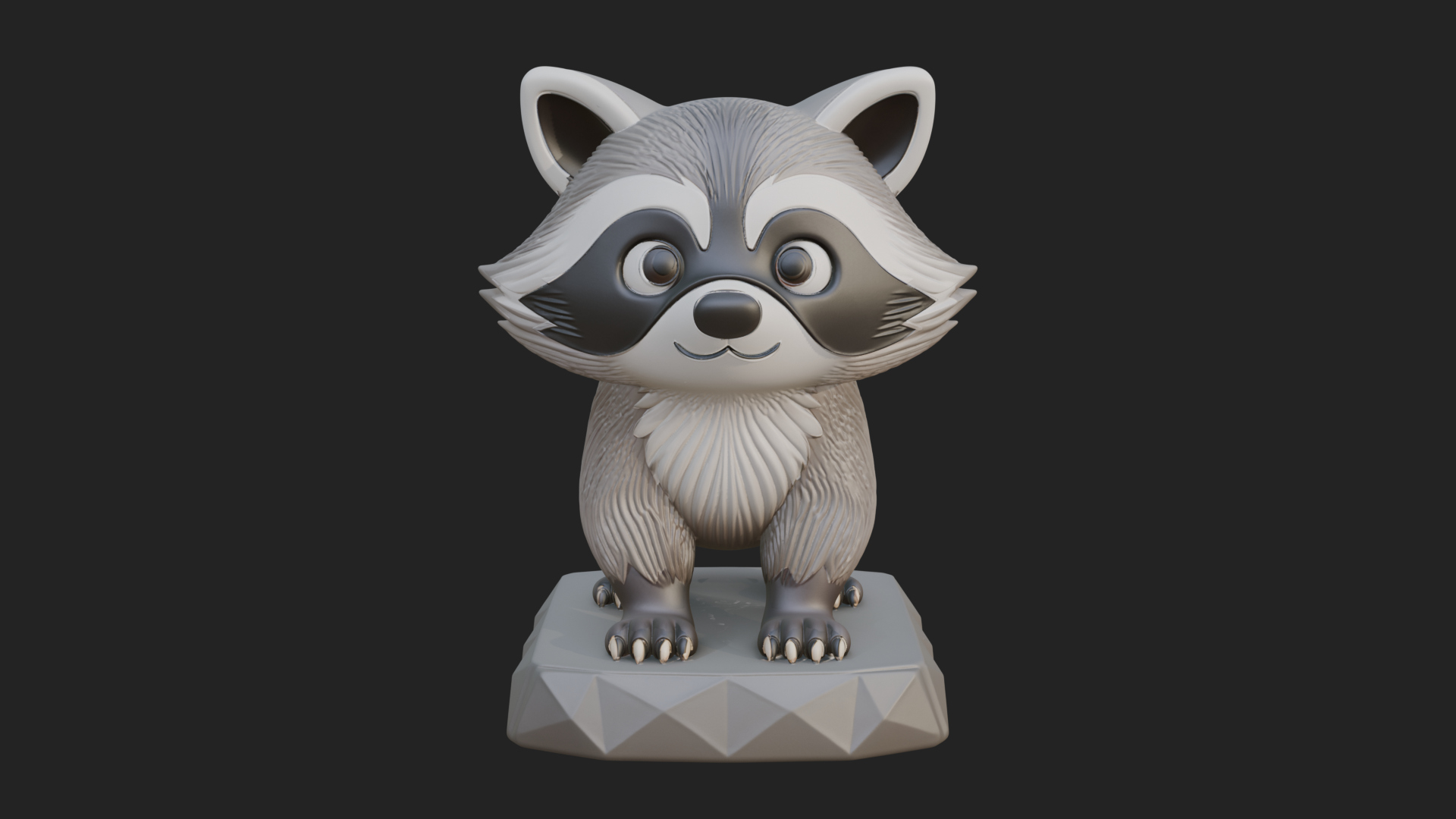 Cute Raccoon Statue Design 3 3D Print Model 3D Model