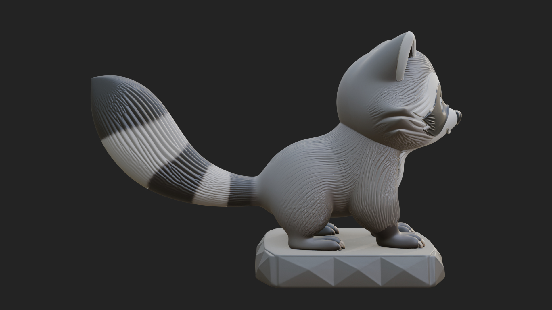 Cute Raccoon Statue Design 3 3D Print Model 3D Model
