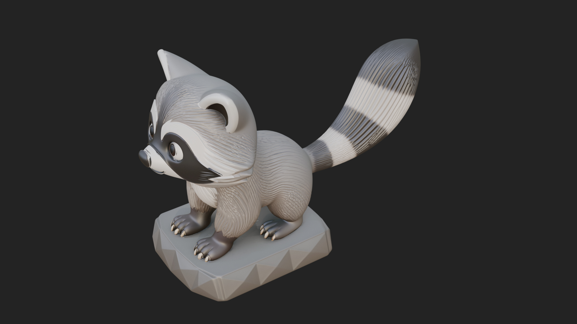 Cute Raccoon Statue Design 3 3D Print Model 3D Model