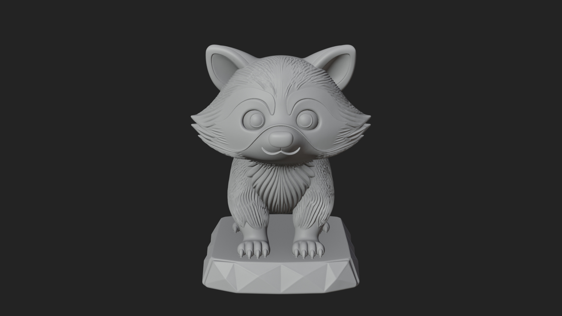 Cute Raccoon Statue Design 3 3D Print Model 3D Model